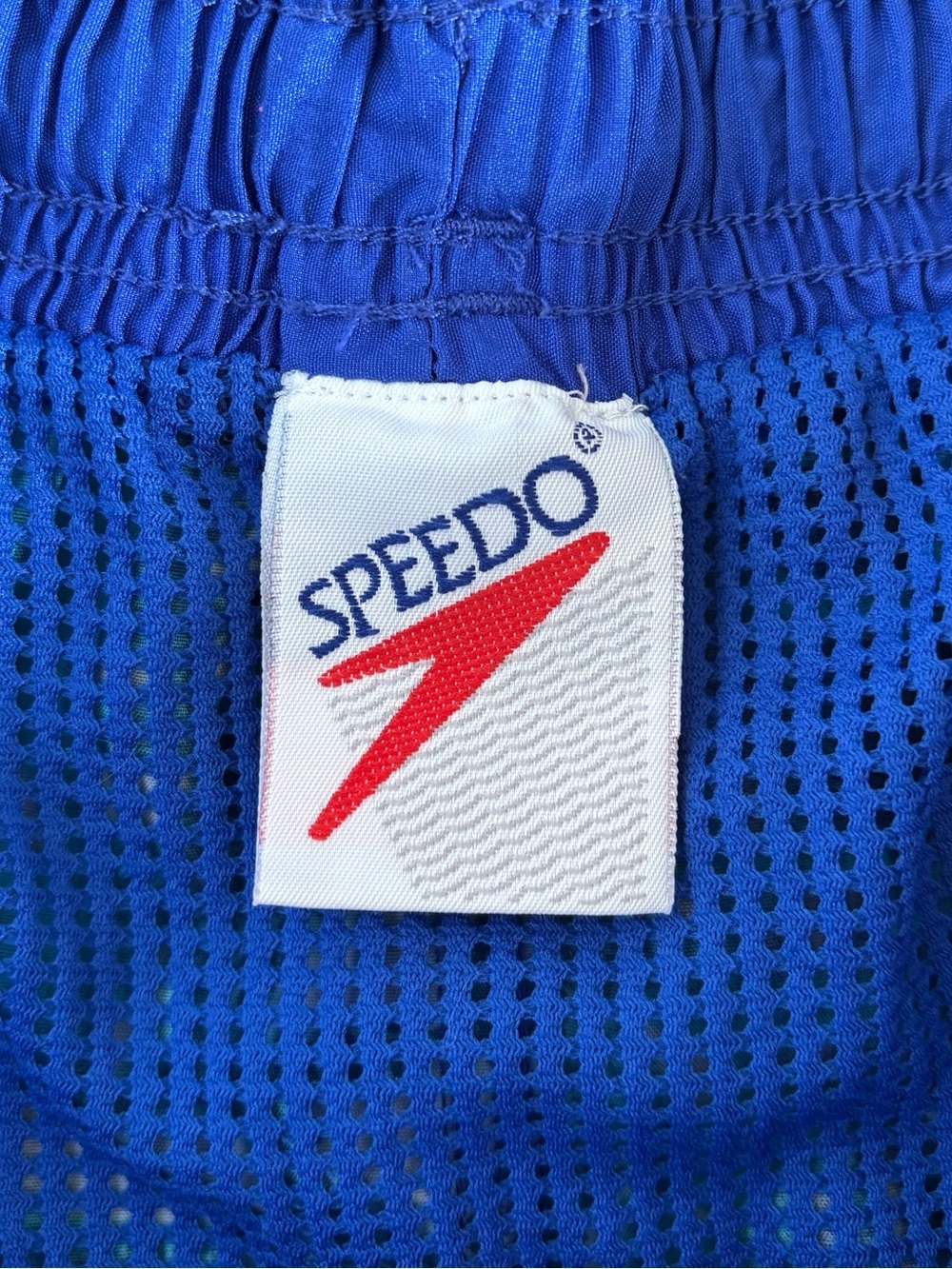 Vtg Speedo Swim Trunks Shorts Mens L Blue Psychedelic Bold Print Mesh Lined 80s - Picture 7 of 12